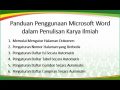 Panduan Penggunaan Microsoft Word dalam Penulisan Karya Ilmiah