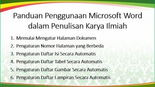 Panduan Penggunaan Microsoft Word dalam Penulisan Karya Ilmiah
