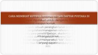 Cara Membuat Catatan Kaki secara automatis di mendeley